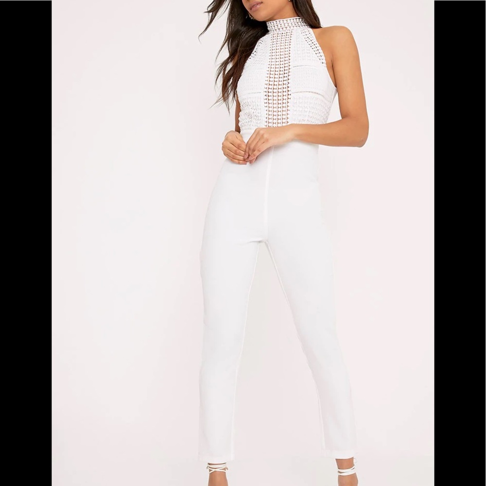 Pretty Little Thing White Lace Jumpsuit